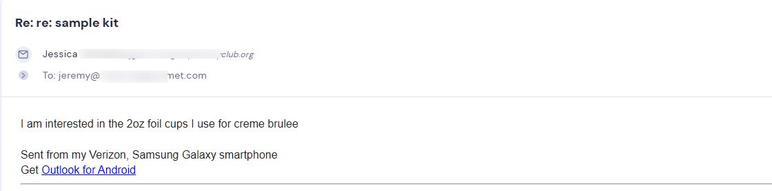 Campaign reply from retailer - retailer sample request 12 of 48