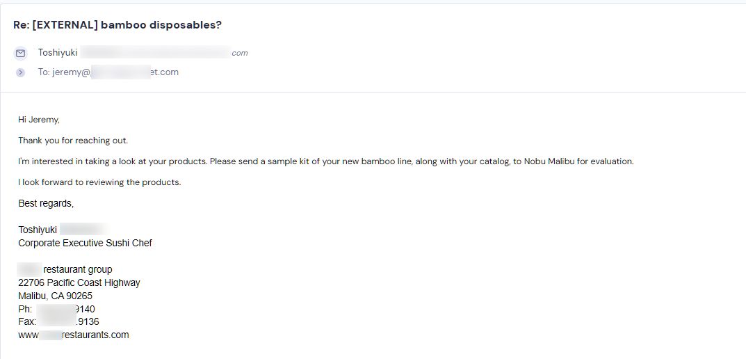 Campaign reply from retailer - retailer sample request 25 of 48