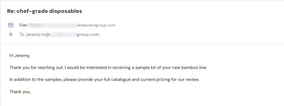 Campaign reply from retailer - retailer sample request 29 of 48