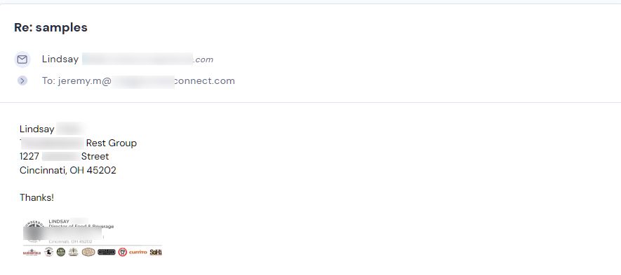 Campaign reply from retailer - retailer sample request 35 of 48