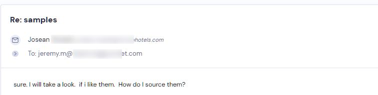 Campaign reply from retailer - retailer sample request 36 of 48