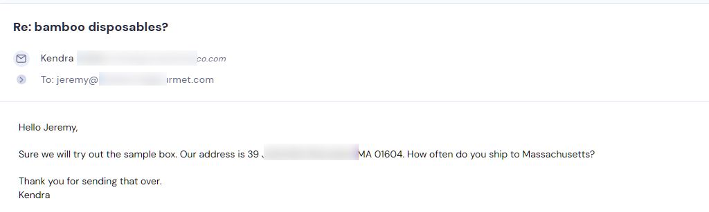 Campaign reply from retailer - retailer sample request 45 of 48