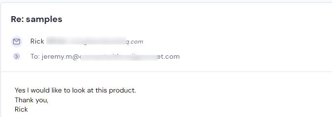 Campaign reply from retailer - retailer sample request 46 of 48