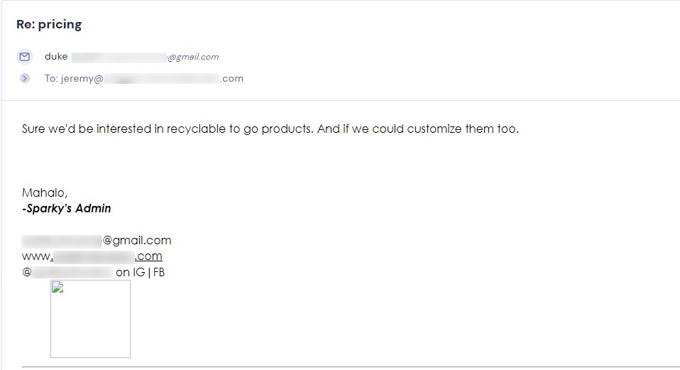 Campaign reply from retailer - retailer sample request 5 of 48