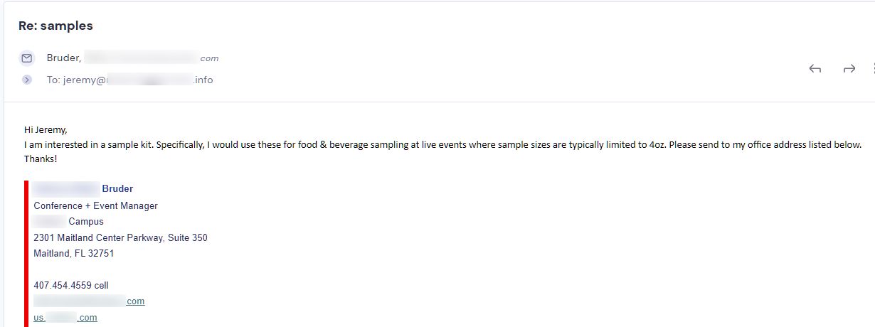 Campaign reply from retailer - retailer sample request 9 of 48
