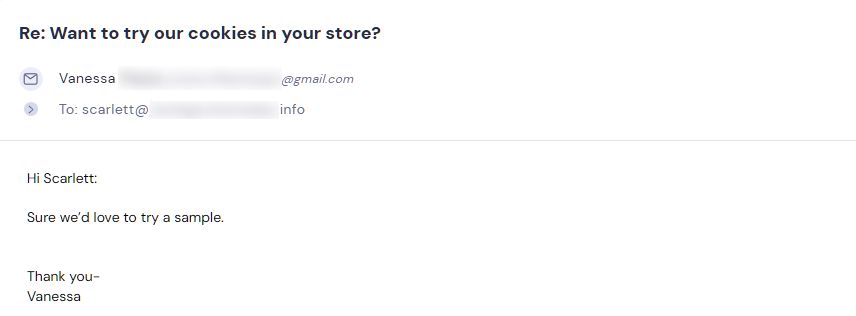 Campaign reply from retailer - retailer sample request 2 of 7