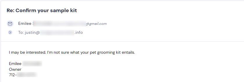 Campaign reply from retailer - retailer sample request 5 of 9