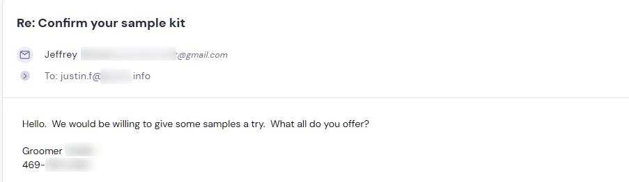 Campaign reply from retailer - retailer sample request 7 of 9