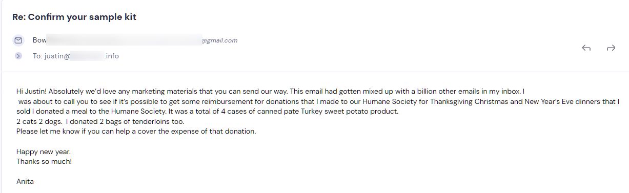 Campaign reply from retailer - retailer sample request 8 of 9