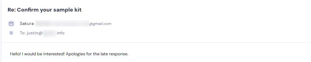 Campaign reply from retailer - retailer sample request 9 of 9
