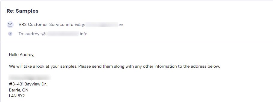 Campaign reply from retailer - retailer sample request 5 of 6