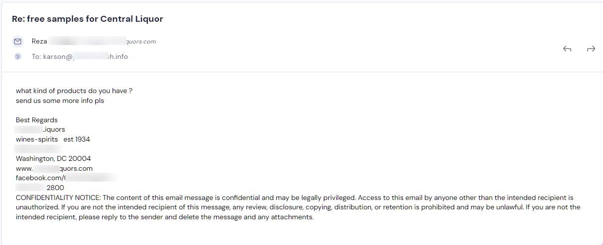 Campaign reply from retailer - retailer sample request 17 of 55