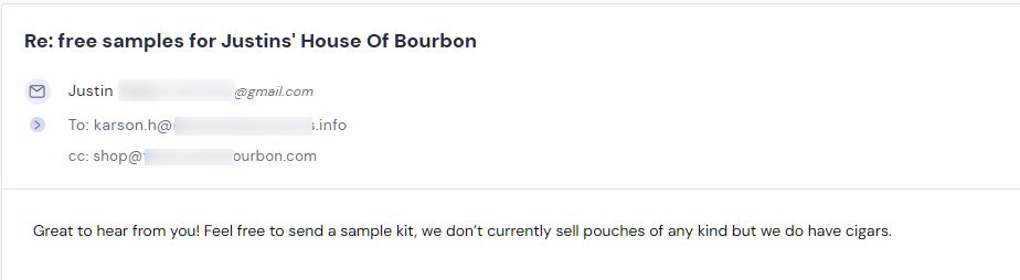 Campaign reply from retailer - retailer sample request 18 of 55
