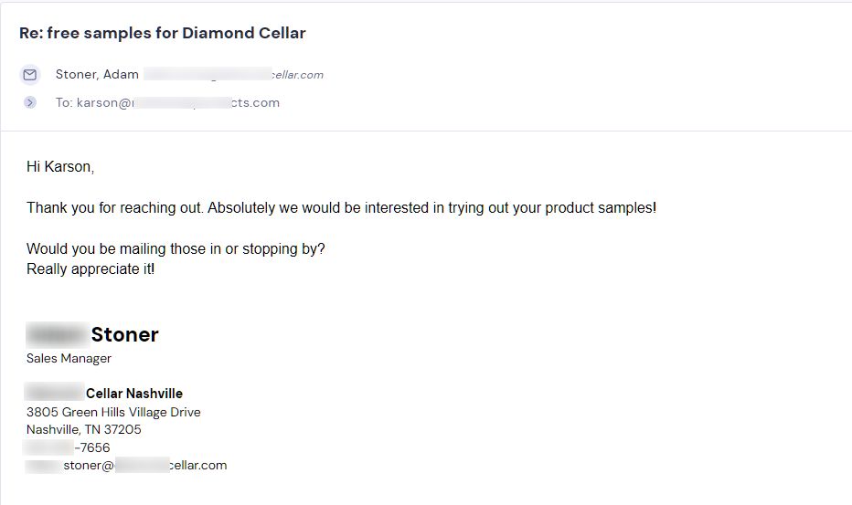 Campaign reply from retailer - retailer sample request 26 of 55