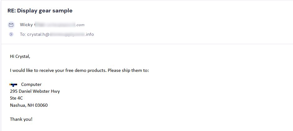 Campaign reply from retailer - retailer sample request 3 of 6