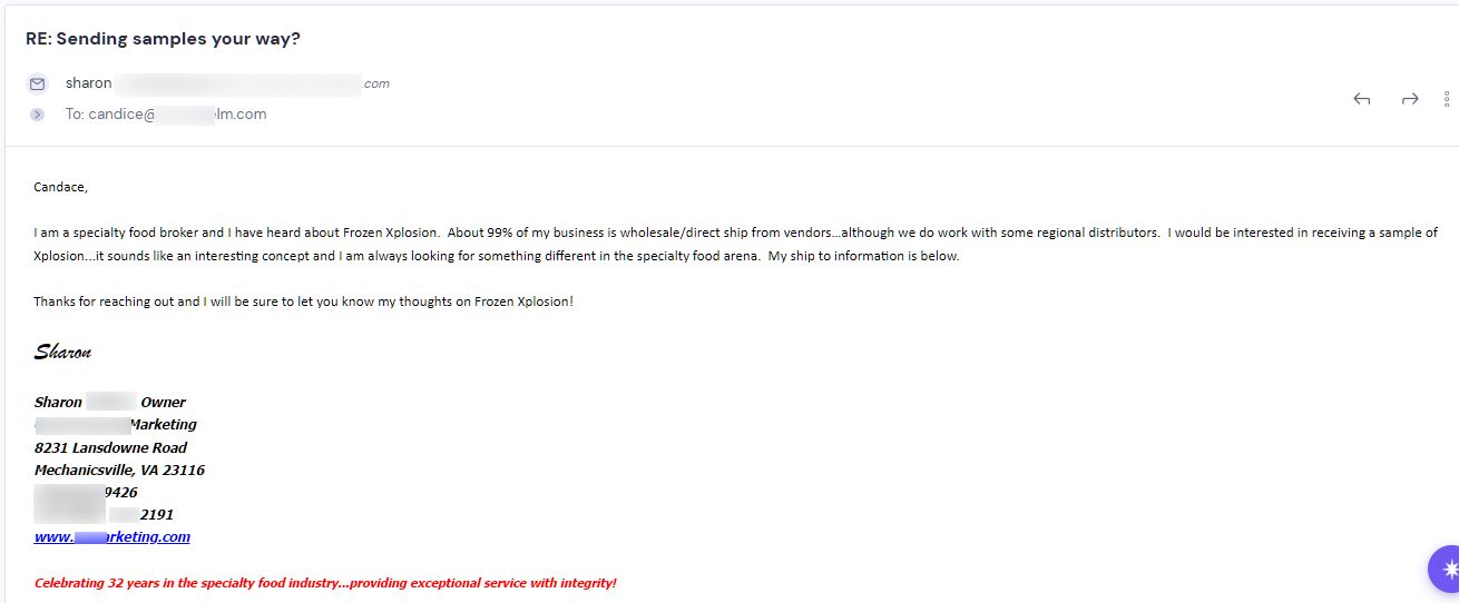 Retailer reply from Frozen Xplosion